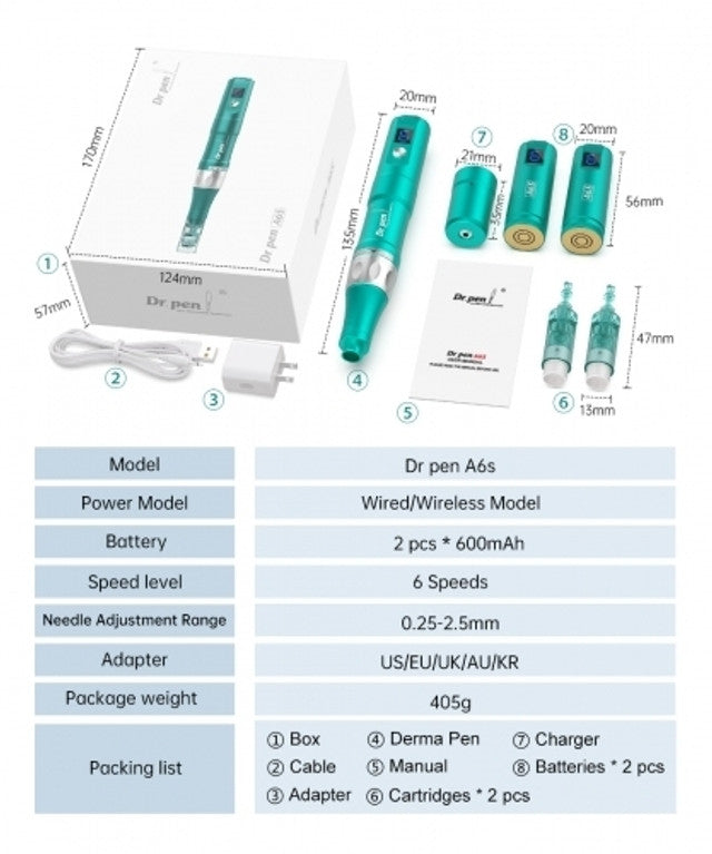 Dr. Pen A6S Smart Microneedling Pen + 30PCS Cartridges
